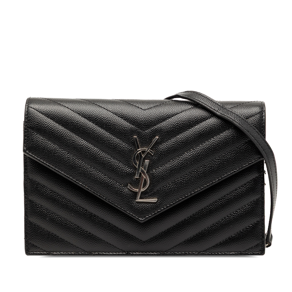 Pre-Loved Saint Laurent Grain De Poudre Cassandre Envelope Chain Wallet
